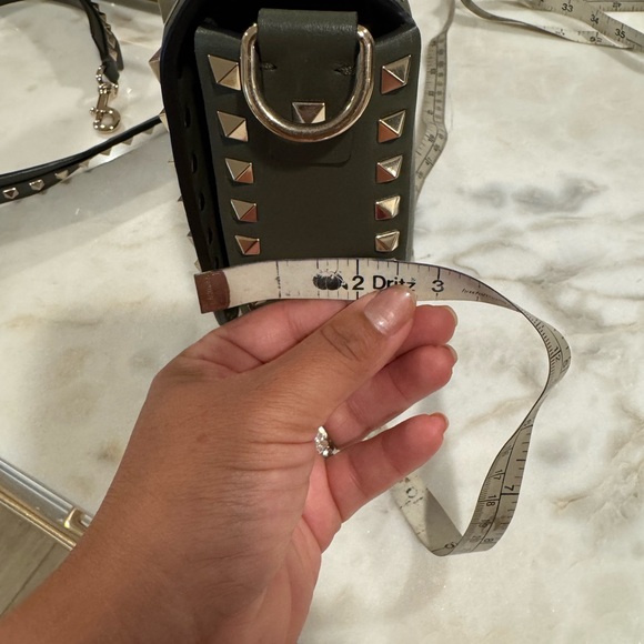 Valentino studded shoulder bag. Dark green - Picture 12 of 13